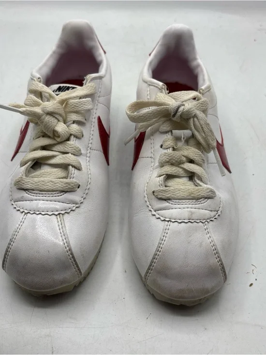 Nike White Sneakers with Red Swoosh and Blue Trim - Picture 3 of 8